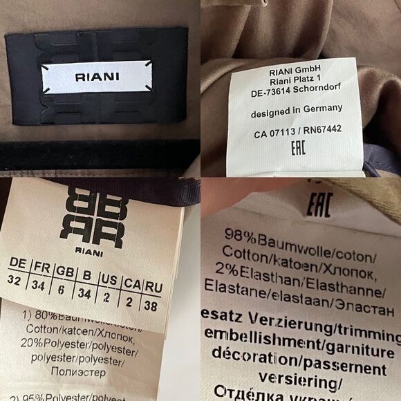 RIANI Cotton Military Army Jacket Green Black 2 - Picture 8 of 8